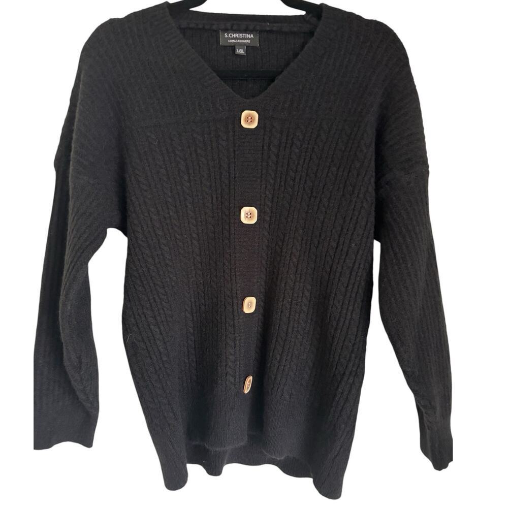 Black V-Neck Cashmere Sweater